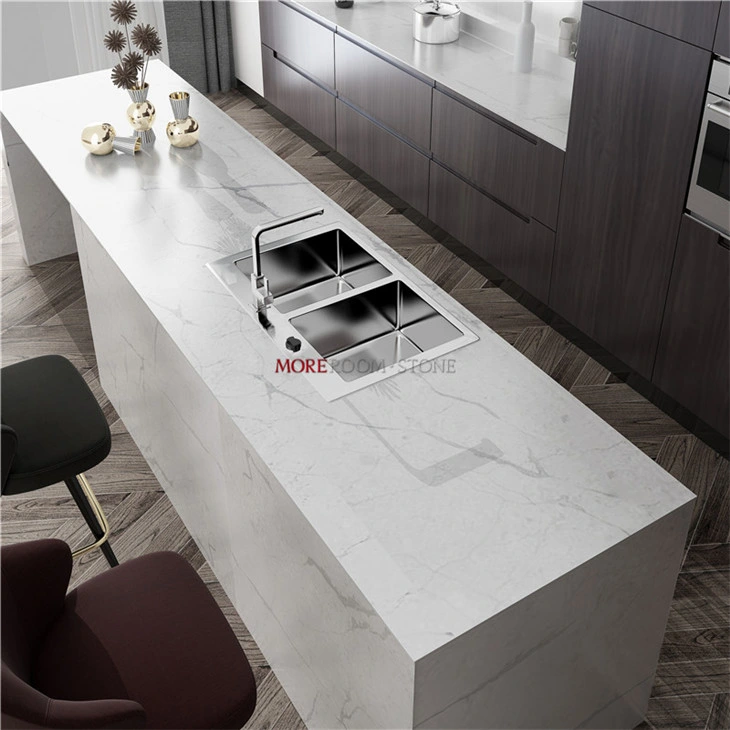 Manmade Kitchen Marble Benchtop Calacatta White Marble Quartz Stone Slab