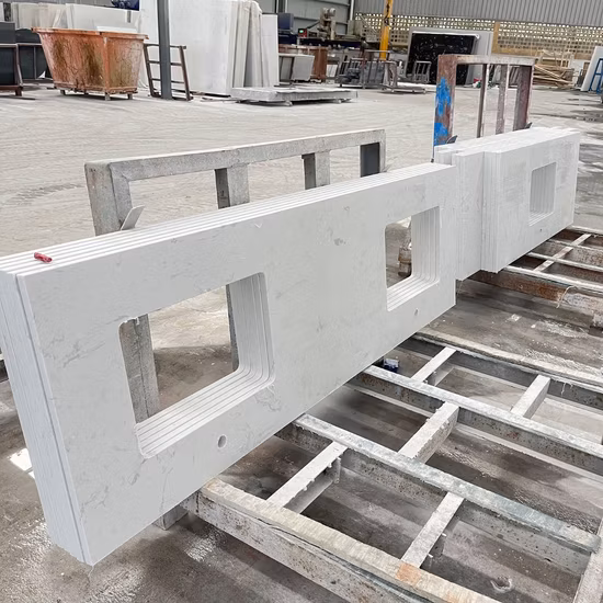 Ladrilhos de piso da China, pedra de quartzo, azulejos de cozinha, design de quartzo de bancada cinza Carrara