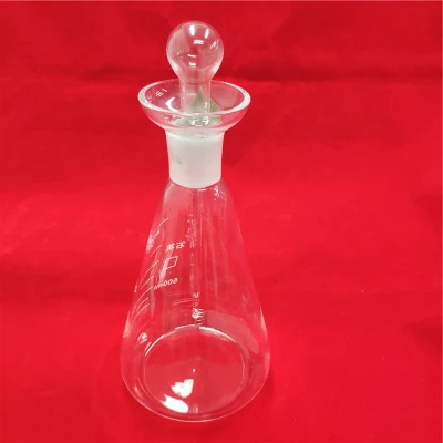 Frasco de combustão de oxigênio com fio de platina de quartzo Erlenmeyer Frasco de medição de iodo de quartzo